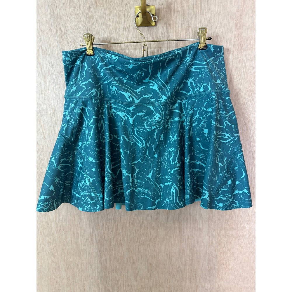 Athleta Ace Printed Tennis Skort Teal Marble Active Skirt 1X